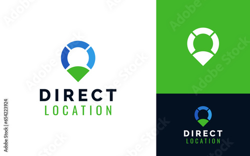 Creative Simple Pin Mark Location Green Land Field Pointer Tracking Place Logo Branding Template