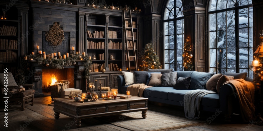 home interior decoration in merry x-mas, Generative AI home interior decoration in merry x-mas, Generative AI