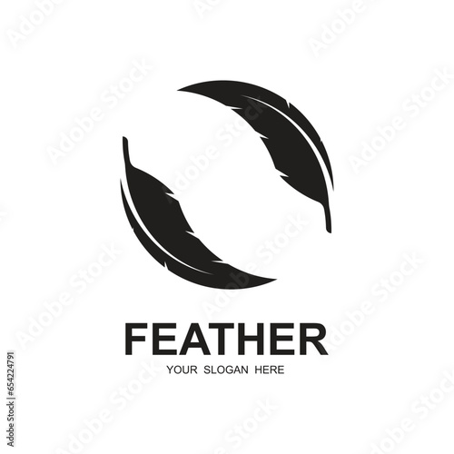 author's feather logo vector icon illustration design