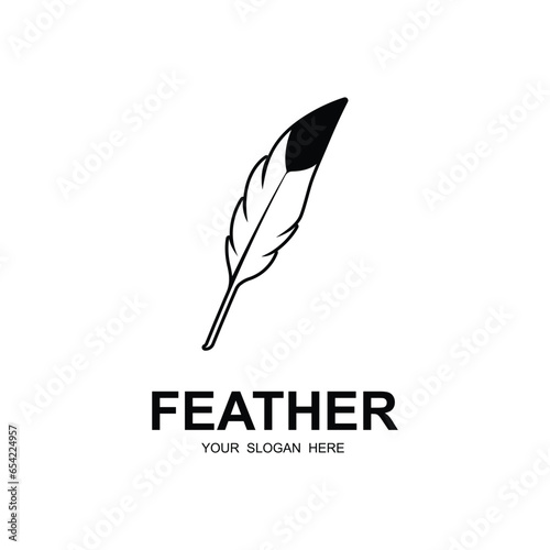 author's feather logo vector icon illustration design