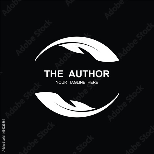 author's feather logo vector icon illustration design