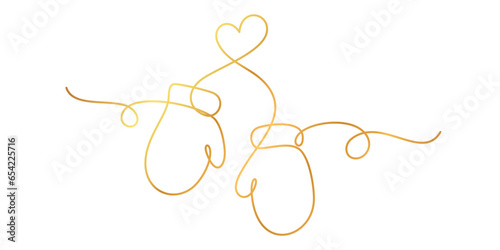 golden mittens line art style, christmas element vector eps 10