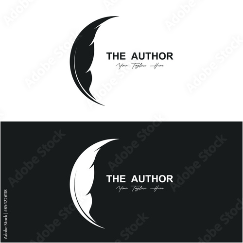 author's feather logo vector icon illustration design