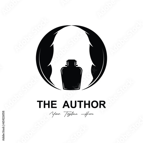 author's feather logo vector icon illustration design
