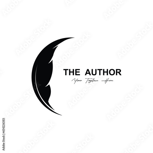 author's feather logo vector icon illustration design