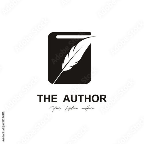 author's feather logo vector icon illustration design