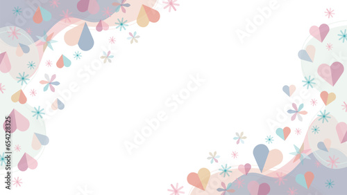 バレンタインに使えるピンクと水色と紫のハートのベクターフレーム画像