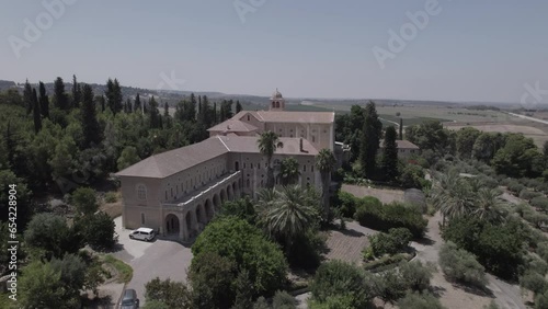 Latroon trappists monastery located at the top of the hill and this is their only silence monks monastery in Israel, The monastery lifestyle in based on simplicity - parallax shot (raw file) photo