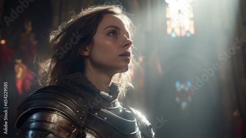 Portrait of the female warrior Joan of Arc.generative ai
 photo