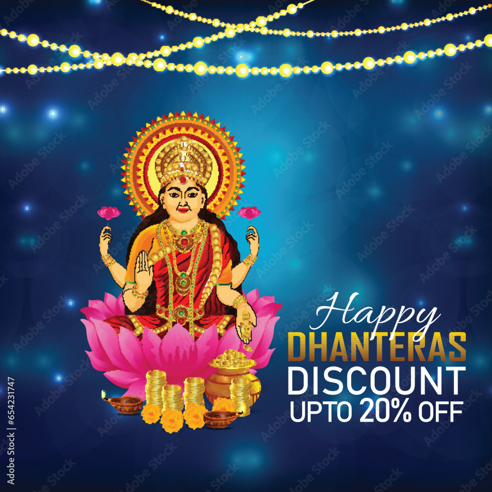 Vector illustration of goddess laxami for happy dhanteras