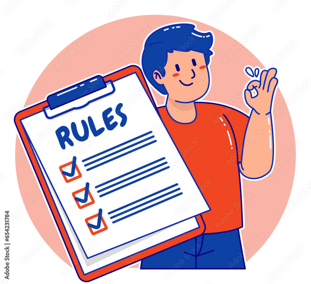 Cartoon man explaining the rules Cartoon man explaining the rules