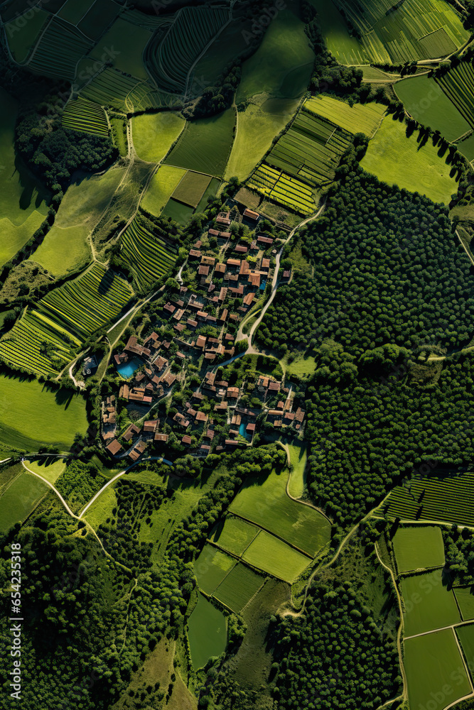 Fototapeta premium top-down bird’s view map of a field