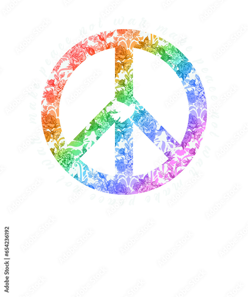 Peace Symbol mit Friedenstaube und LGBTQ Regenbogenfarben Peace Symbol mit Friedenstaube und LGBTQ Regenbogenfarben