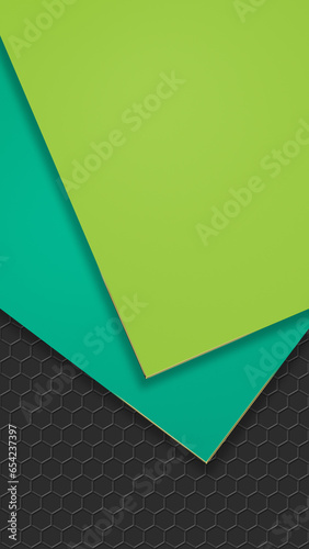 Elegant Vertical Background. Corporate illustration with green slides and hexagon style background.