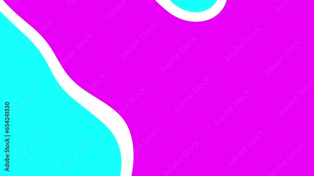 Cyan blue, white, magenta purple cartoon background. Flowing motion of ...