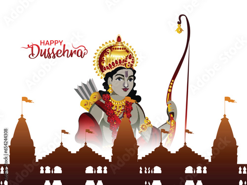 Realistic vector illustration of lord rama killed ravan for happy dussehra