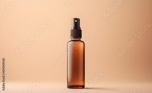 Mock-up of brown cosmetics bottle with dispenser