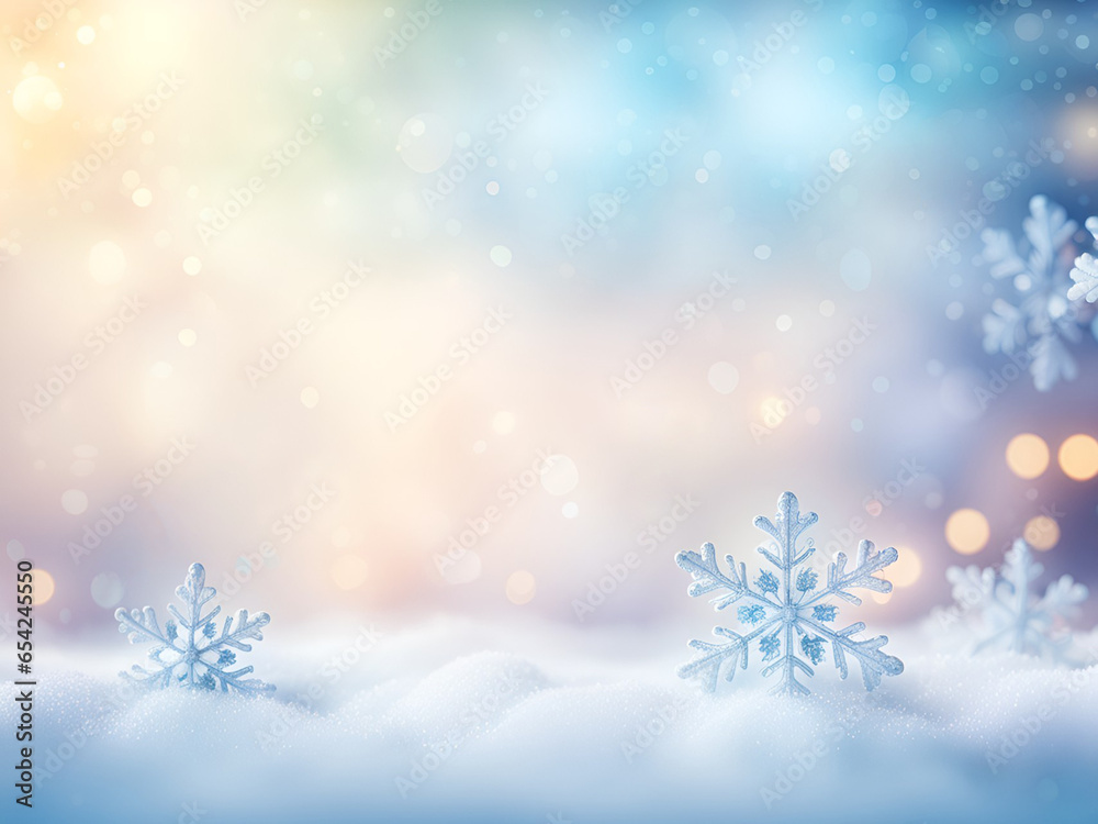 Winter snowflakes. Background with copy space and bokeh. Winter snowflakes. Background with copy space and bokeh.
