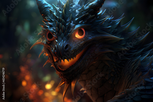 Goofy-looking dragon, dark fantasy dragon, AI-Generated © Asurian