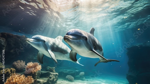 Two dolphins in underwater wild world © Fly Frames