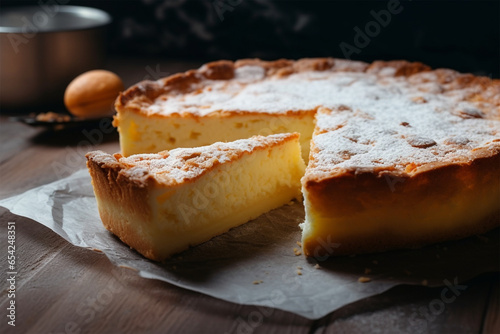 Homemade cottage cheese pie cake photo