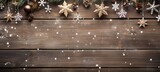 Christmas decoration on wooden background- generative AI