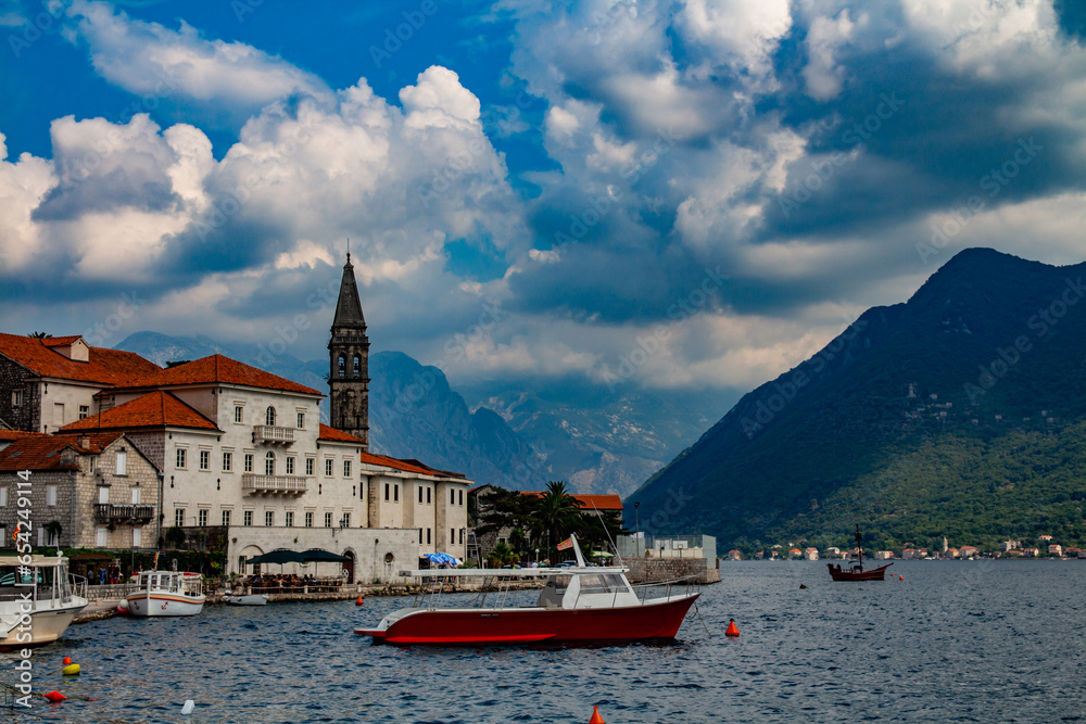 view from the shores of the Bay of Kotor, Montenegro