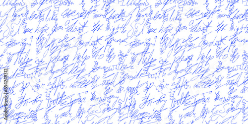 handwritten pattern with words. Seamless background written with ink