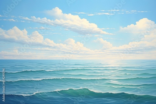 calm sea scene with tranquil waves and sky, ideal for contemplation and mindfulness. Generative AI