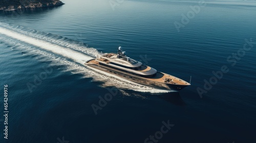 Aerial view of luxury yacht