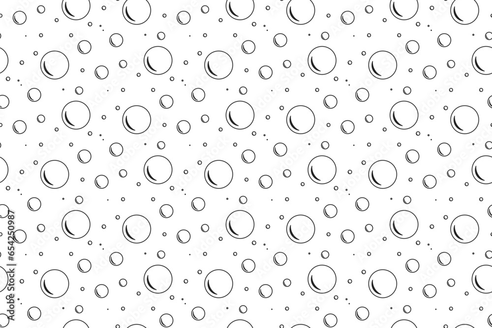 Bubbles soda seamless pattern. white color soap texture.