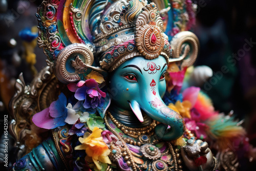 Beautiful and colorful decorative lord ganesha sculpture.