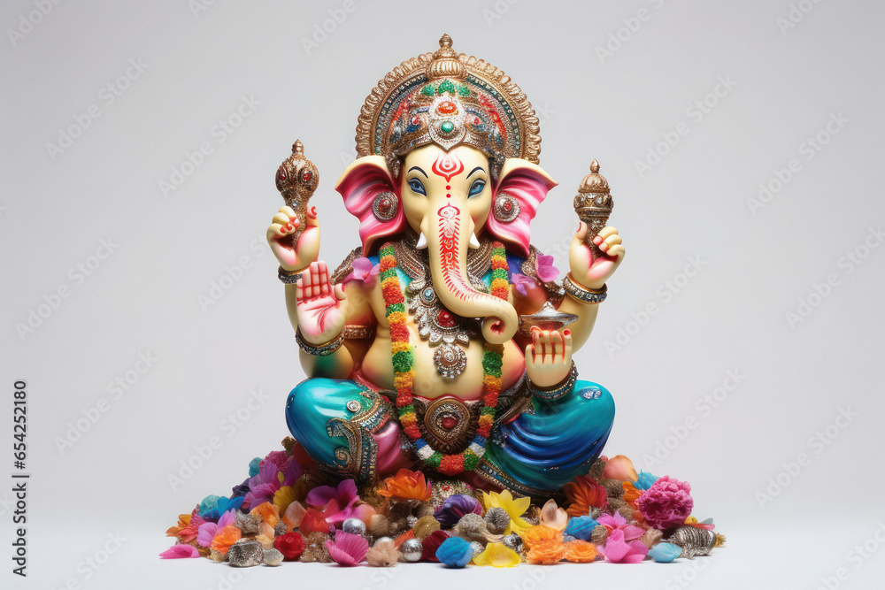 Beautiful and colorful decorative lord ganesha sculpture.