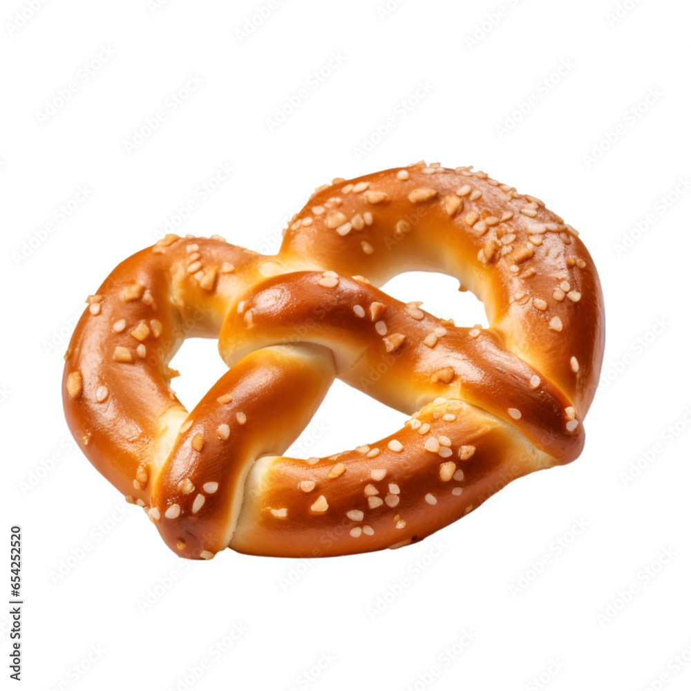 A Single Pretzel Isolated on Transparent or White Background A Single Pretzel Isolated on Transparent or White Background