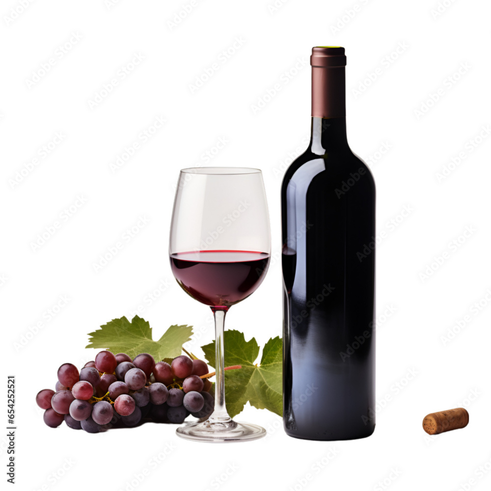 Obraz premium Bottle of Wine Isolated on Transparent or White Background