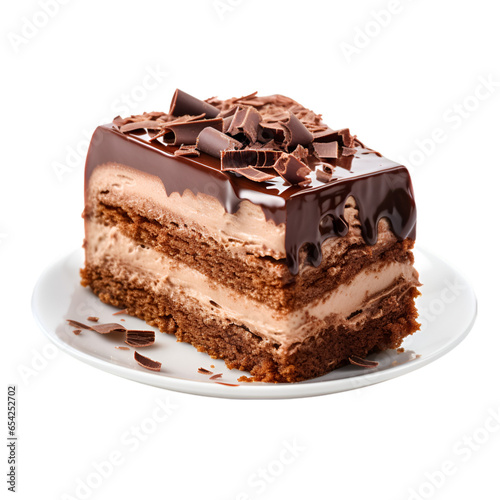 Chocolate Cake Isolated on Transparent or White Background