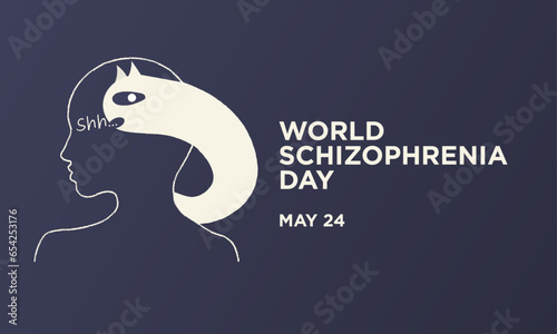 World Schizophrenia Day Greeting Banner. Vector Illustration. Minimalist and trendy. Celebrated on May 24. Visual representation of Schizophrenia symptoms in patients. Editable. 