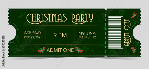 Christmas green party ticket for admit one