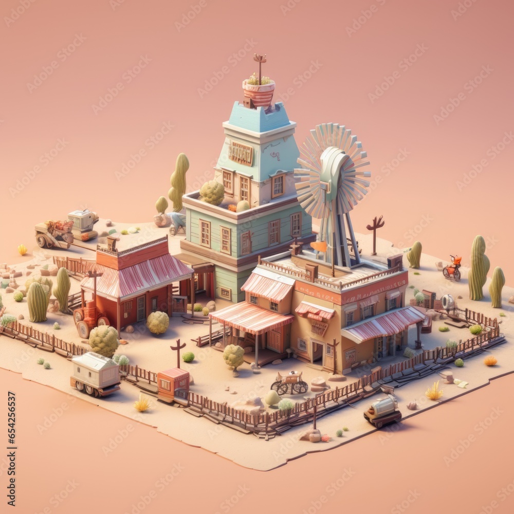 Wild West Ghost Town 3d illustration