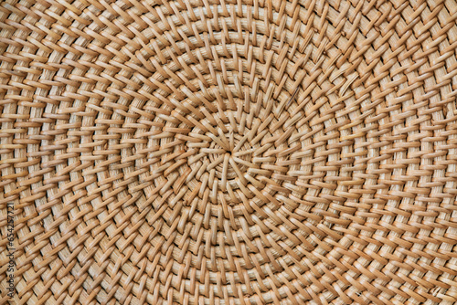 Full frame view from above circular rattan placement

