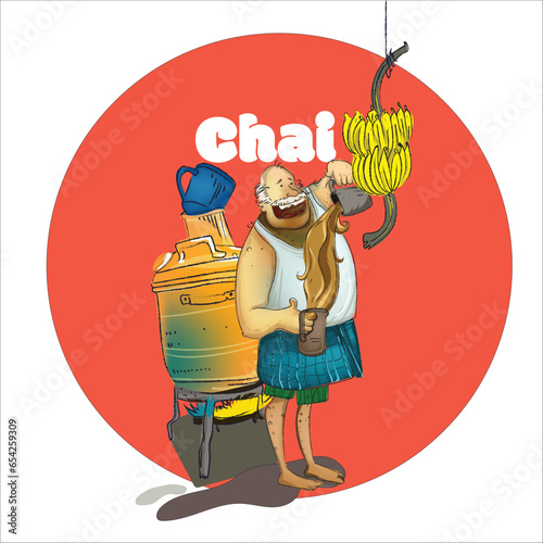 Kerala tea-making illustration vector