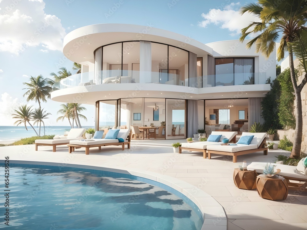 Fototapeta premium Modern beachfront villa 