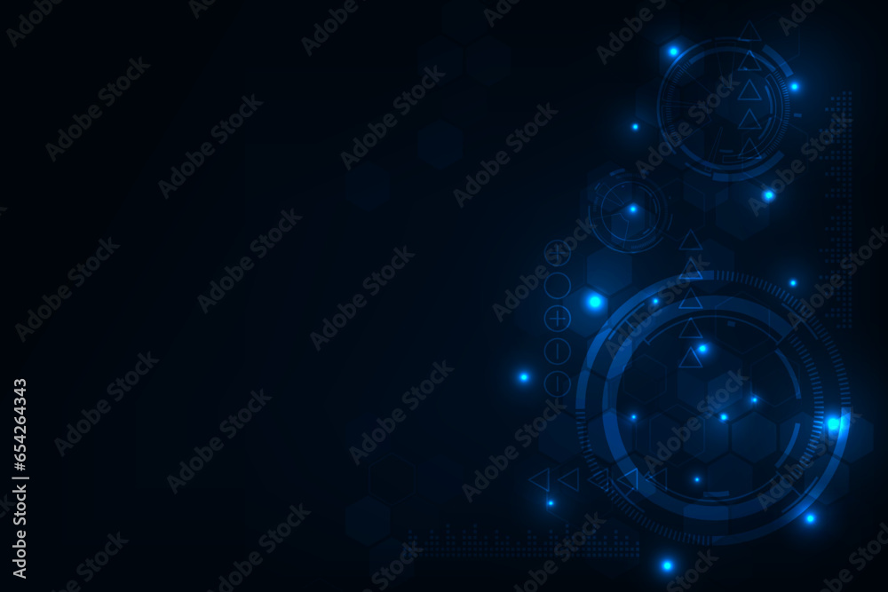 Vector tech circle technology with hexagones geometric. Hi- tech blue bacground. Vector tech circle technology with hexagones geometric. Hi- tech blue bacground.