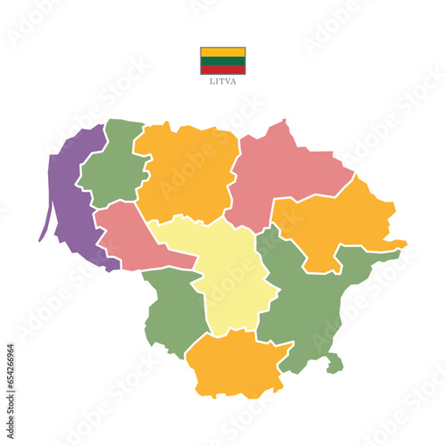 Silhouette and colored Litva map