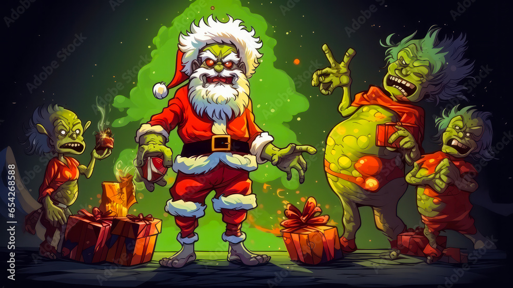 Zombie Weihnachten, Horror Märchen für alternative gruselige Feiertage. Generiert mit KI
