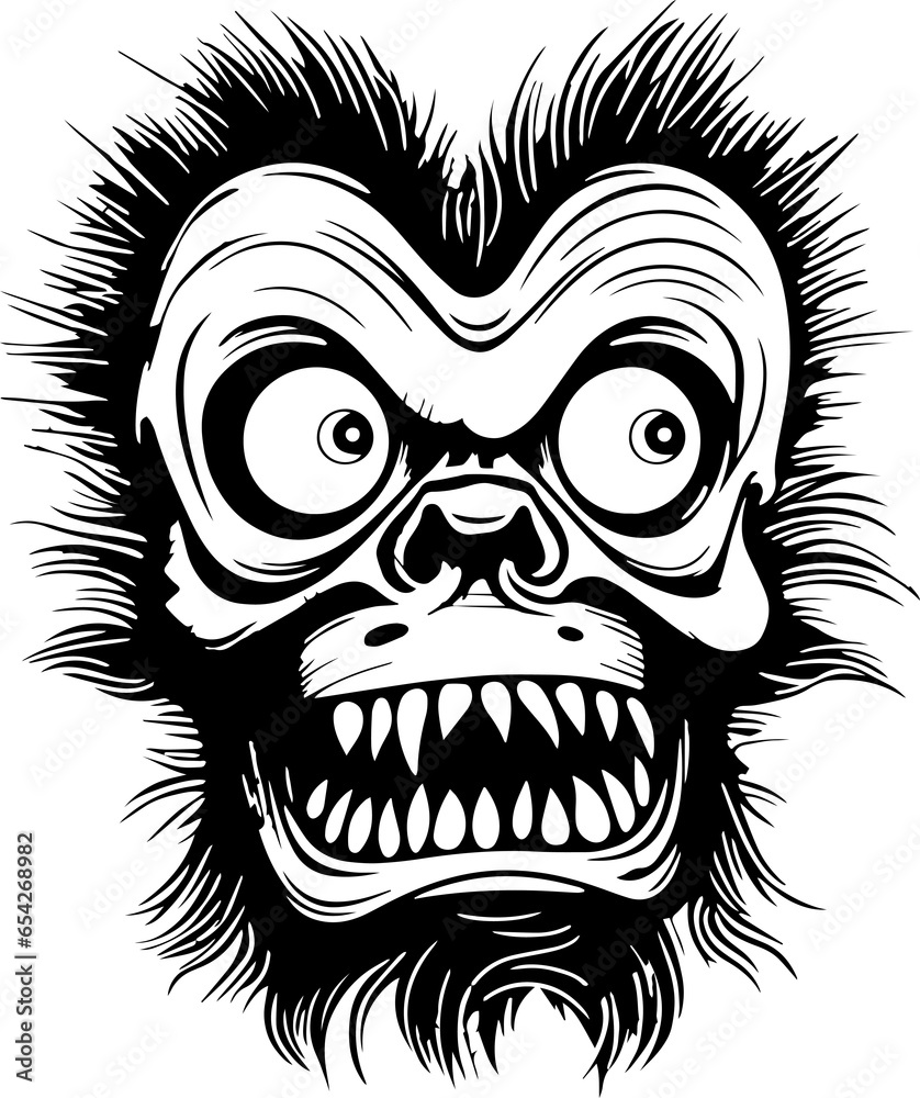 Monster Head, Halloween Monster  illustration	