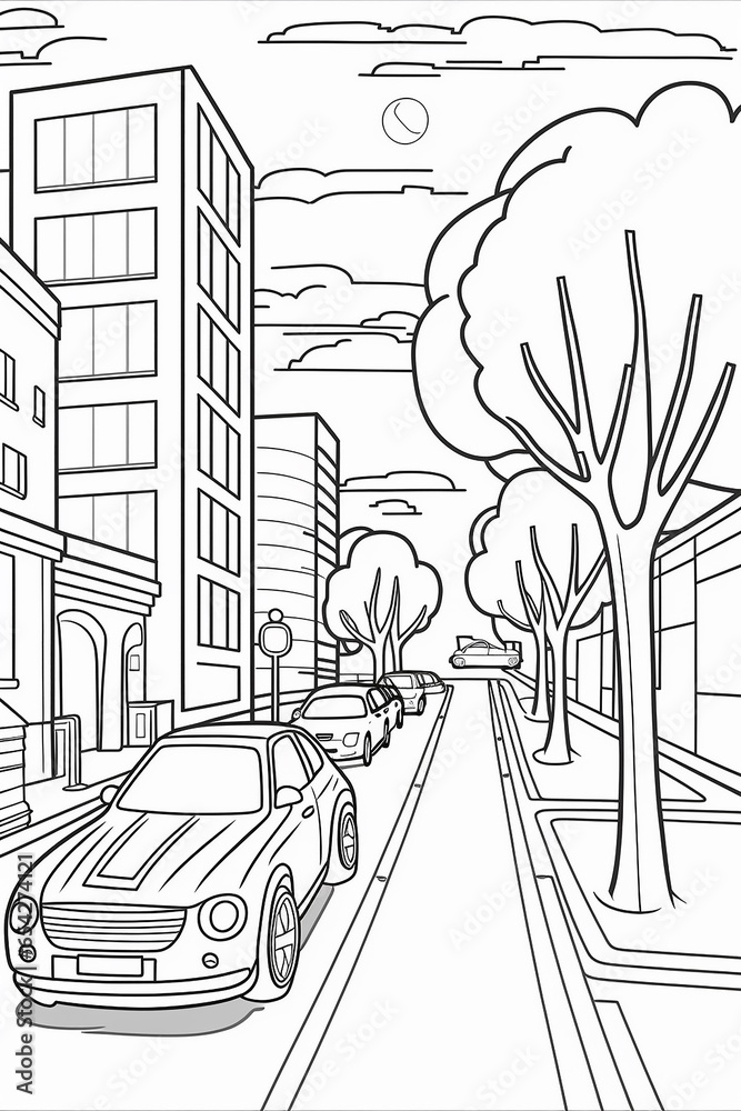 Natural jungle line art coloring page for kids sun wate