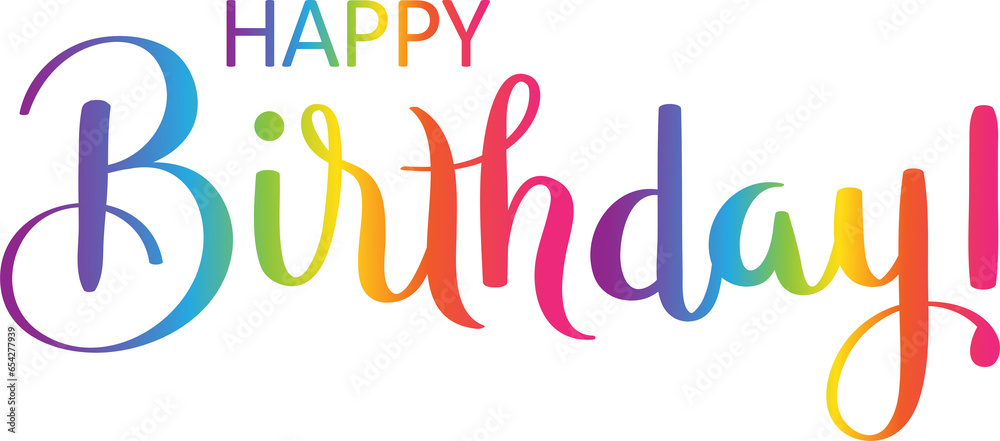 HAPPY BIRTHDAY colorful brush lettering banner on transparent background HAPPY BIRTHDAY colorful brush lettering banner on transparent background