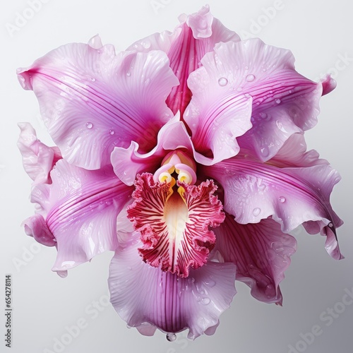 Full View Laeliocattleya Orchid On A Completely , Isolated On White Background, For Design And Printing photo