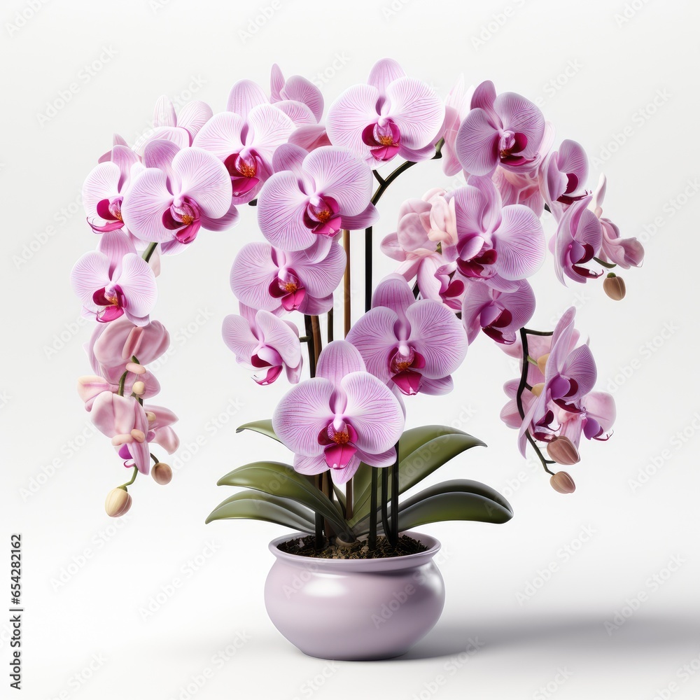 Obraz premium Full View Zygostates Orchid On A Completely , Isolated On White Background, For Design And Printing